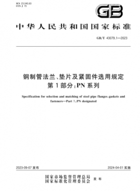 鋼制管法蘭、墊片及緊固件選用規(guī)定 第1部分：PN系列國標(biāo)/T 43079.1-2023
